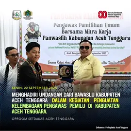 Senang dapat menghadiri undangan dari Bawaslu Kabupaten Aceh Tenggara pada kegiatan Penguatan Kelembagaan Pengawas Pemilu di Oproom Setdakab Aceh Tenggara. Mari bersama kita wujudkan pengawasan yang kuat, demi menjaga demokrasi yang bermartabat. Harapan kita bersama, demokrasi Indonesia terus tumbuh lebih baik, demi masa depan negeri yang kita cintai. 🌿🤝 Senin, 22/09/2025. #salimfakhry #banwaslu #acehtenggara 