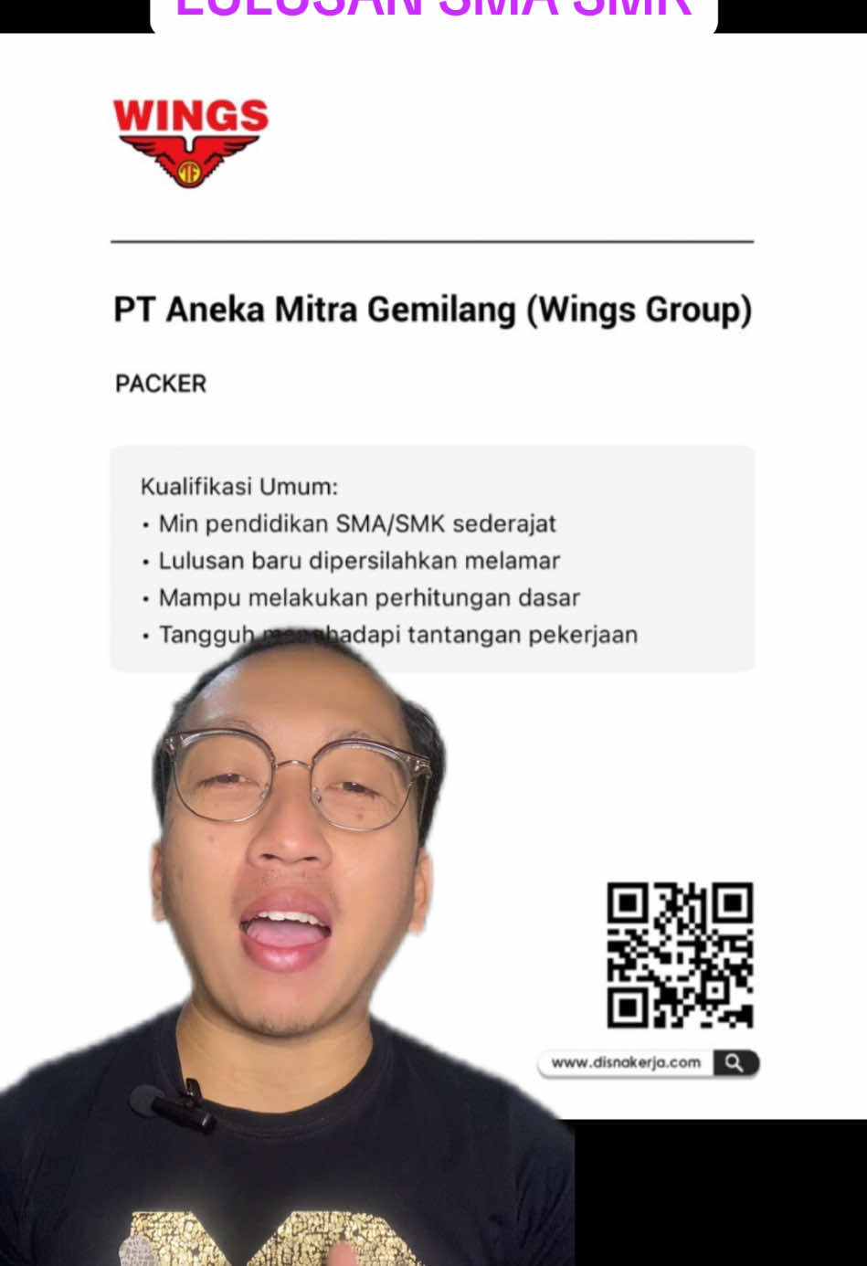 Lowongan Kerja PT Aneka Mitra Gemilang (Wings Group) Packer Kualifikasi Umum: • Min pendidikan SMA/SMK sederajat • Lulusan baru dipersilahkan melamar • Mampu melakukan perhitungan dasar • Tangguh menghadapi tantangan pekerjaan Lihat detail: https://www.disnakerja.com/lowongan-kerja-pt-aneka-mitra-gemilang-wings-group/ #infoloker #carikerja #lokerterbaru #loker2025 #lowongankerja 