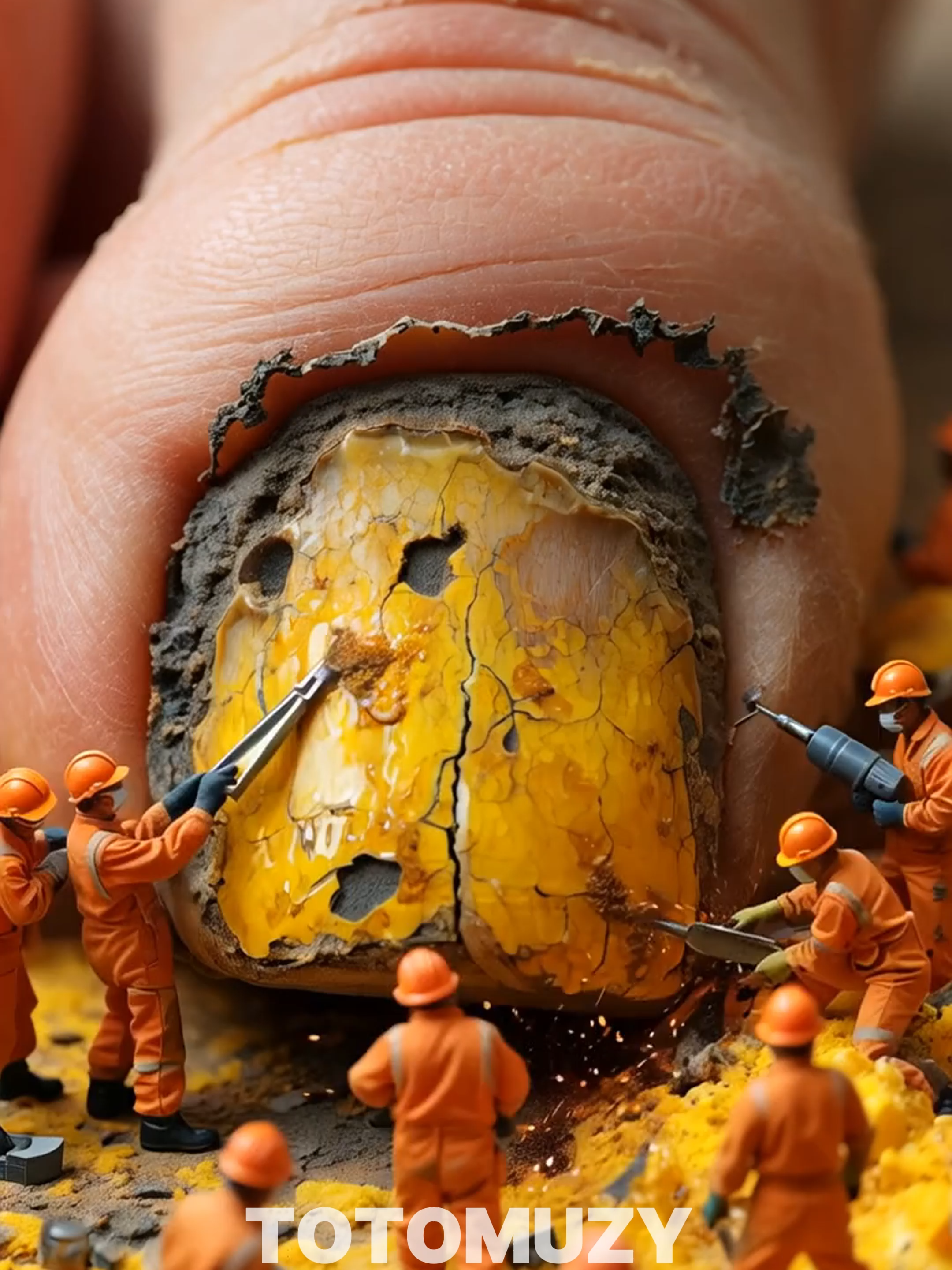 Tiny Workers Clean and Repair Rotten Toenail | Extreme Macro ASMR 👇 🎯 Create your own AI shorts here: Hailuo AI > https://hailuoai.video/ #hailuoai #minimax #hailuo02 Watch as tiny workers scrape, brush, and polish a rotten fungal toenail in extreme macro detail. From breaking down the decay to applying toothpaste gel and restoring a smooth nail, see the full surreal transformation. #TinyWorkers #RottenToenail #ToenailFungus #ExtremeMacro #ASMRArt #SurrealVideo #Weirdcore #NailCleaning #SatisfyingVideo #3DRender