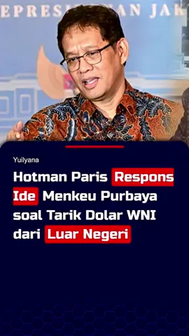Pengacara Hotman Paris menanggapi pernyataan Menkeu Purbaya terkait dolar WNI di luar negeri.  Menurutnya untuk menarik dolar WNI perlu ada tax amnesty. #hotmanparis #menkeupurbaya #pengacara #WNI