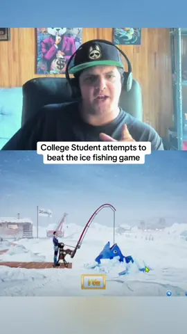 College Student attempts to beat the ice fishing game #kickstreaming 