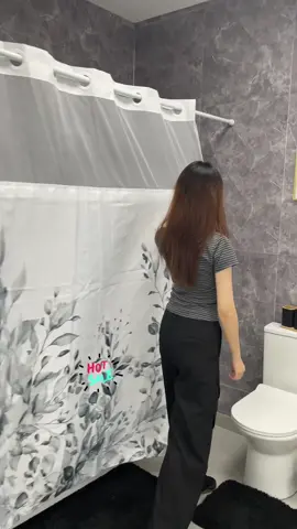 No more dealing with the hooks #householditems #showercurtain #bathroomsupplies #bathroommakeover 