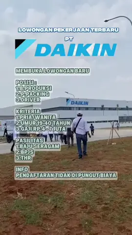 MEMBUKA LOWONGAN KERJA TERBARU  PT DAIKIN  MINAT KERJA SILAHKAN DAFTAR,LINK PENDAFTARAN TIDAK MEMUNGUT BIAYA APAPUN  #lokerterbaru  #ptdaikinindustriesindonesia  #lokercikarang #cikaranghits  #lokerjawabarat 