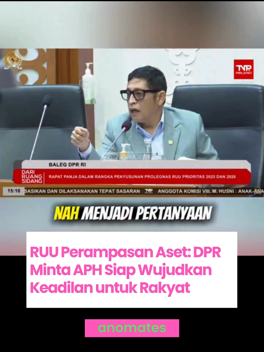 RUU Perampasan Aset tengah digodok serius. DPR menegaskan, sebelum berlaku, Aparat Penegak Hukum harus siap melaksanakannya dengan penuh tanggung jawab. Tujuannya jelas: aset hasil kejahatan kembali untuk kepentingan rakyat. 💼⚖️🇮🇩 Apa pendapat kalian tentang ini? Diskusi yuk! #RUUPerampasanAset #DPRRI #KeadilanHukum #AsetUntukRakyat #SobatParlemen #BeritaParlemen #HukumIndonesia #APH #UndangUndang #InfoDPR #anomates #news #berita #indonesia #viralindonesia #viral #beritaviral