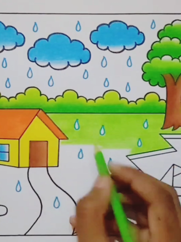 Rainy Season Drawing / How to Draw Rainy Season Easy Step By Step / Rainy Season Scenery Drawing #drawing #pencildrawing #villagescenery #art #abcdrawing 