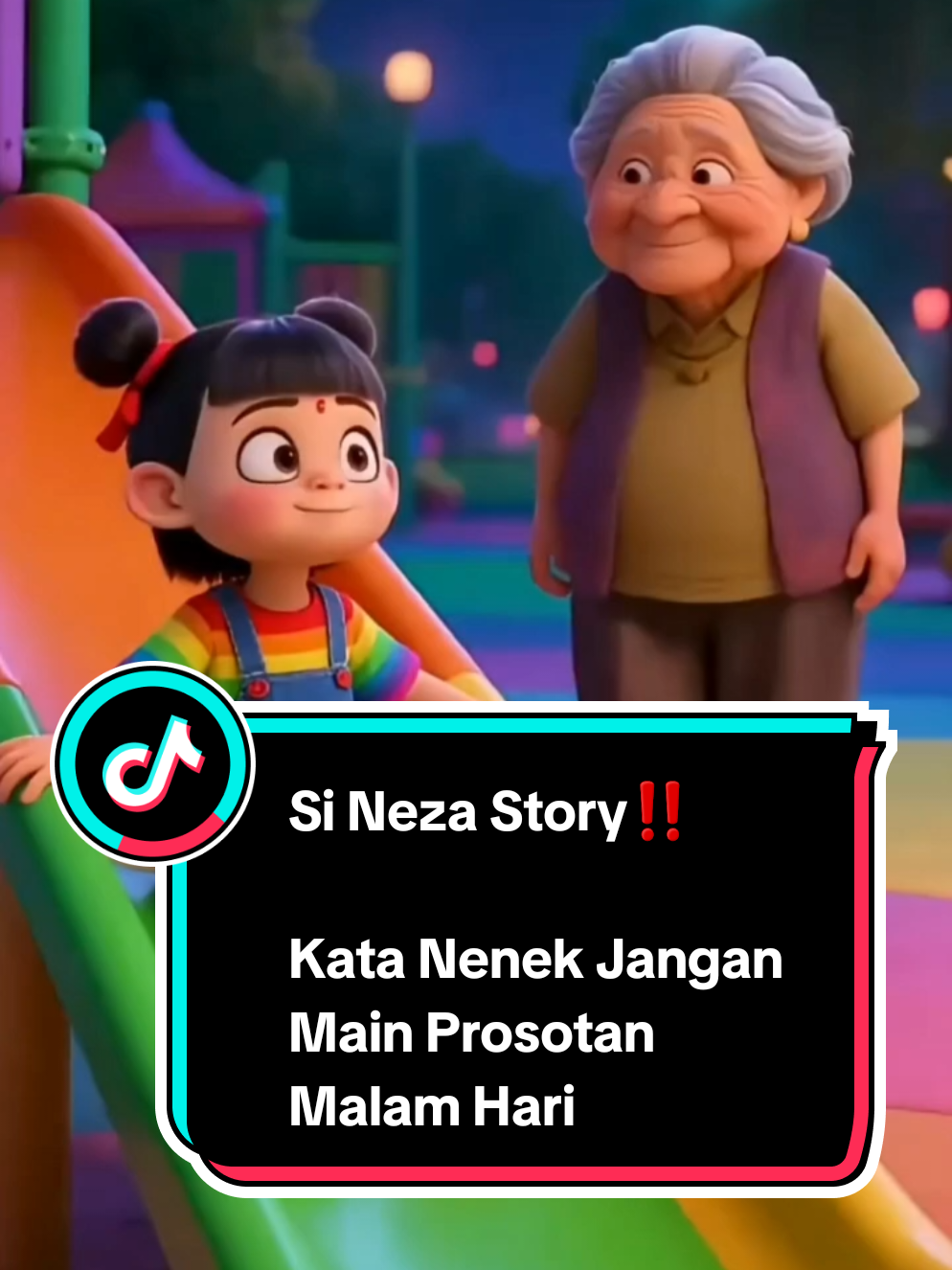 Kata Nenek Jangan Main Prosotan Malam Hari‼️ Si Neza Story... #education #animation #malam #prosotan #serigala 