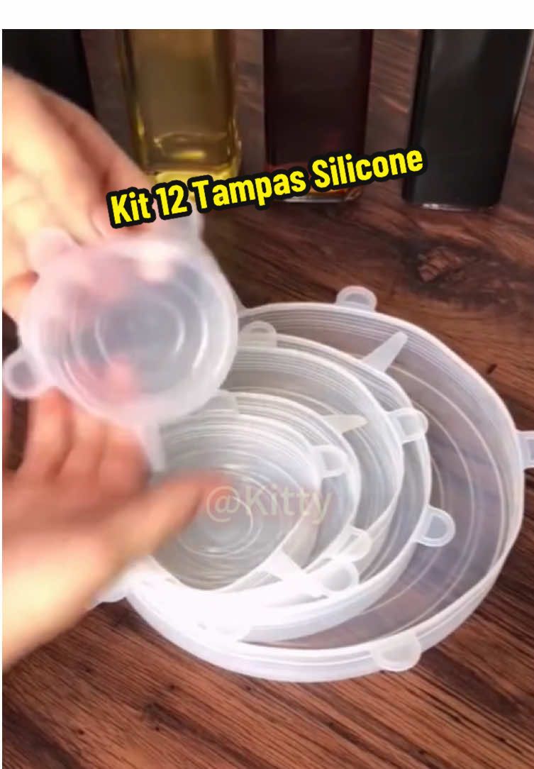 👍Kit 12 Tampas Silicone, Tampa panela Elástica Reutilizável Elástica para Potes Tapoer Cozinha Flexível #organizaçãonacozinha  #dicasdecozinha #utilidadesdomésticas #tiktok99superofertas #foryoupage 