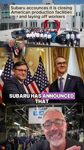 Subaru is the next company to announcethat it is closing its production facilitles inthe US and laying off its American Employees. They will continue production InJapan and ship their cars to the Us andCanada. This is just one of many layoffs for largecompanles announced in the last two weeksIncluding Nike, Coca Cola, and Google What do you think the primary reason for allof these layoffs Is in 2025? #layoffs #subaru Pproduction #economy