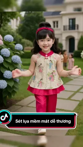 Sét lụa mềm mát dễ thương cho bé#xuhuong #setdobegaidethuong #setdobegai #bodobegaixinh #quanaobegaidep 