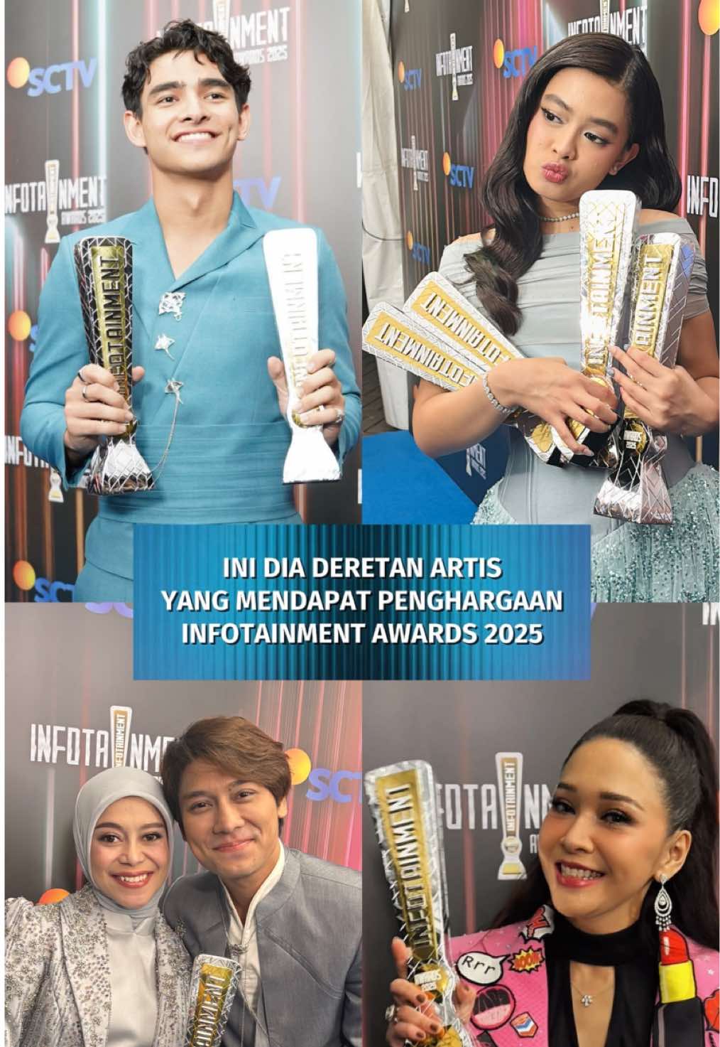 Selamat untuk seluruh pemenang #InfotainmentAwards2025! 🏆✨ Semoga kemenangan ini bisa jadi penyemangat untuk terus menghadirkan karya-karya terbaik yang menghibur sekaligus menginspirasi bagi banyak orang 🥹❤️👏 #IA2025 #SCTVSpesial #InfotainmentAwards2025