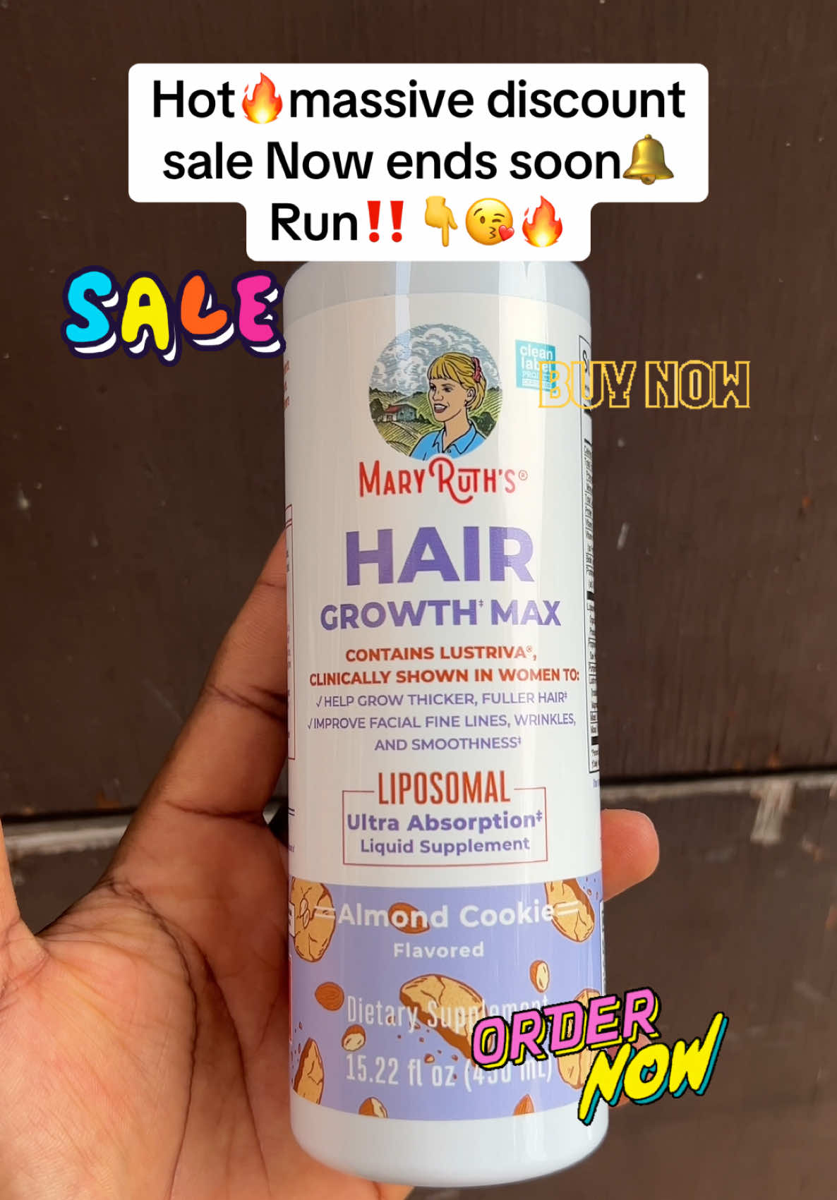 Hair Growth Max  MaryRuth's Hair Growth Max Liposomal - Lustriva + Biotin 10000mcg + Pumpkin See... 