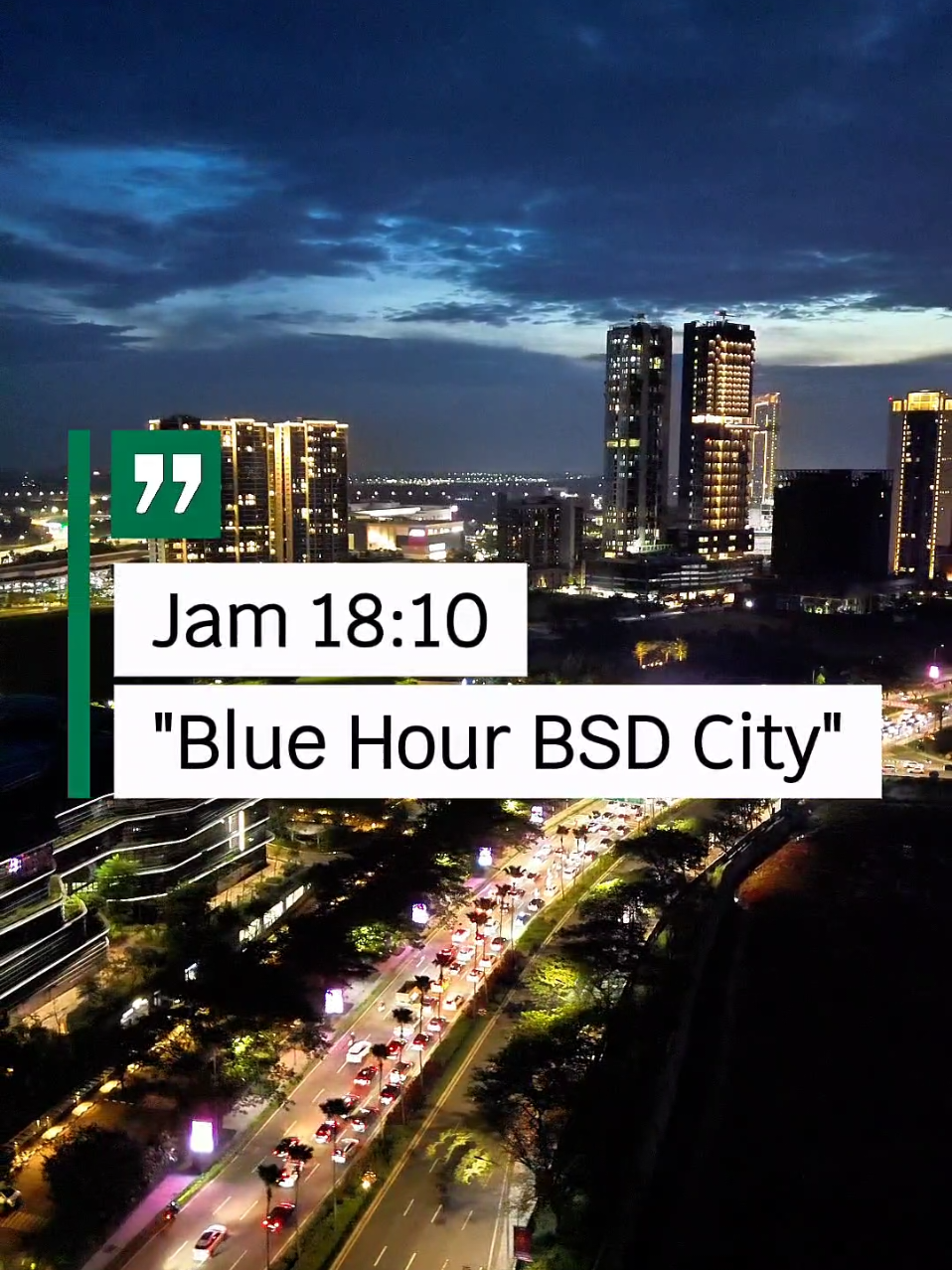 💬 Blue Hour BSD City  Langit biru senja berpadu dengan cahaya gedung, menjadi saksi kemajuan kota yg terus tumbuh & penuh harapan. 📍BSD City - Tangerang