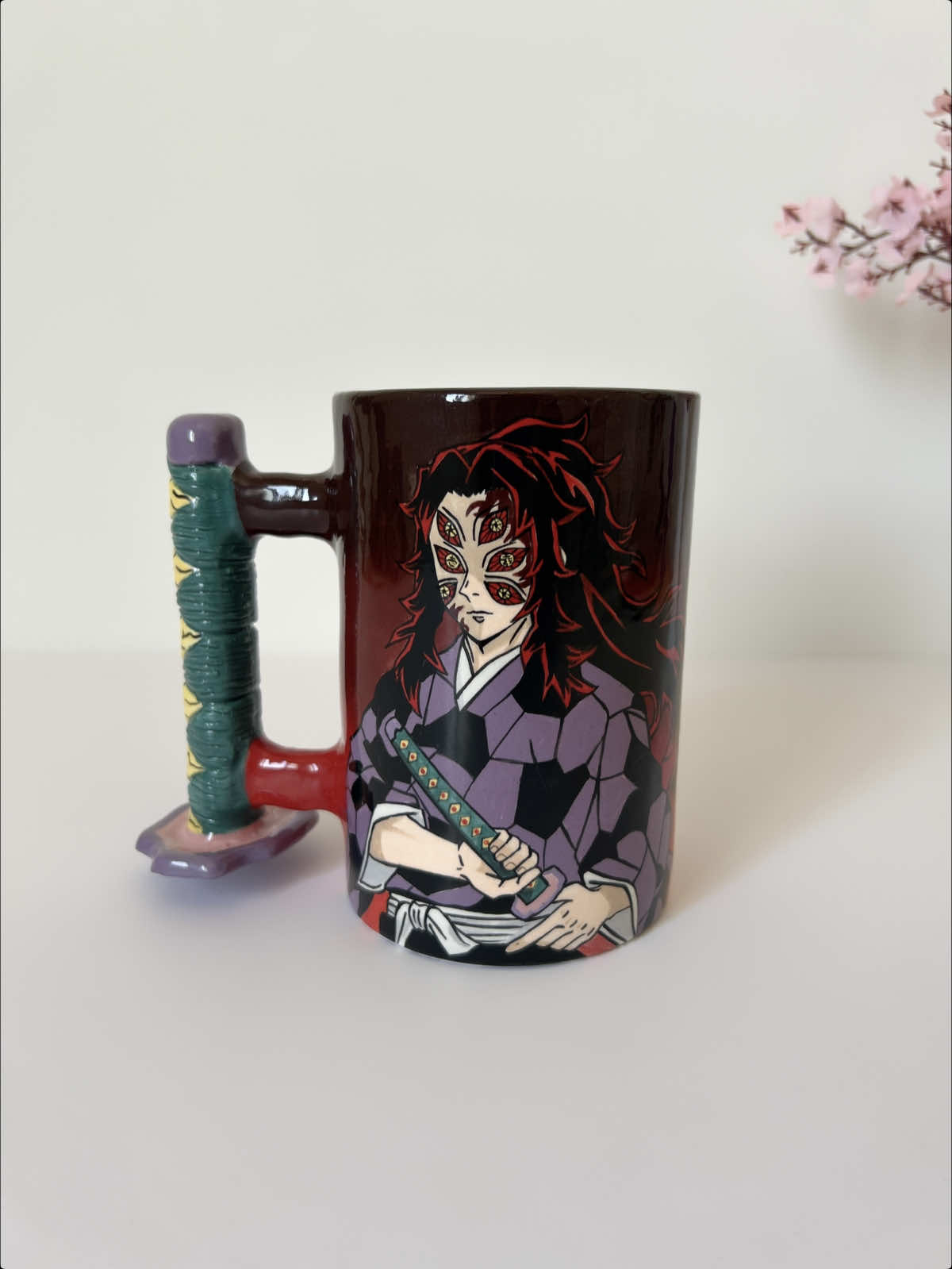 كوب ‏kokushibo بعد الحرق 🖤 ما شاء الله النتيجة النهائية فخمه حبيته اكثر بعد التزجيج الكوب بينزل بتاريخ ٣٠/٩ في الموقع  في توصيل لجميع دول العالم 🔴⁩⁩ الكوب بس مسويه منه واحد #kimetsunoyaiba #kokushibou #tanjiro #giyuu #muzan 