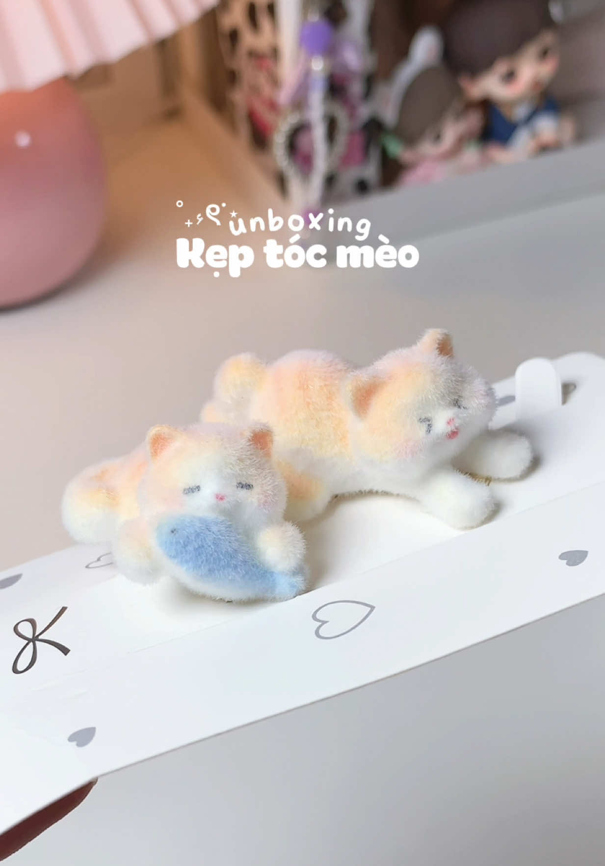 Kẹp tóc mèo nhung xinh iu #keptoc #keptocdethuong #keptocmeo #unboxing #keptocxinh 