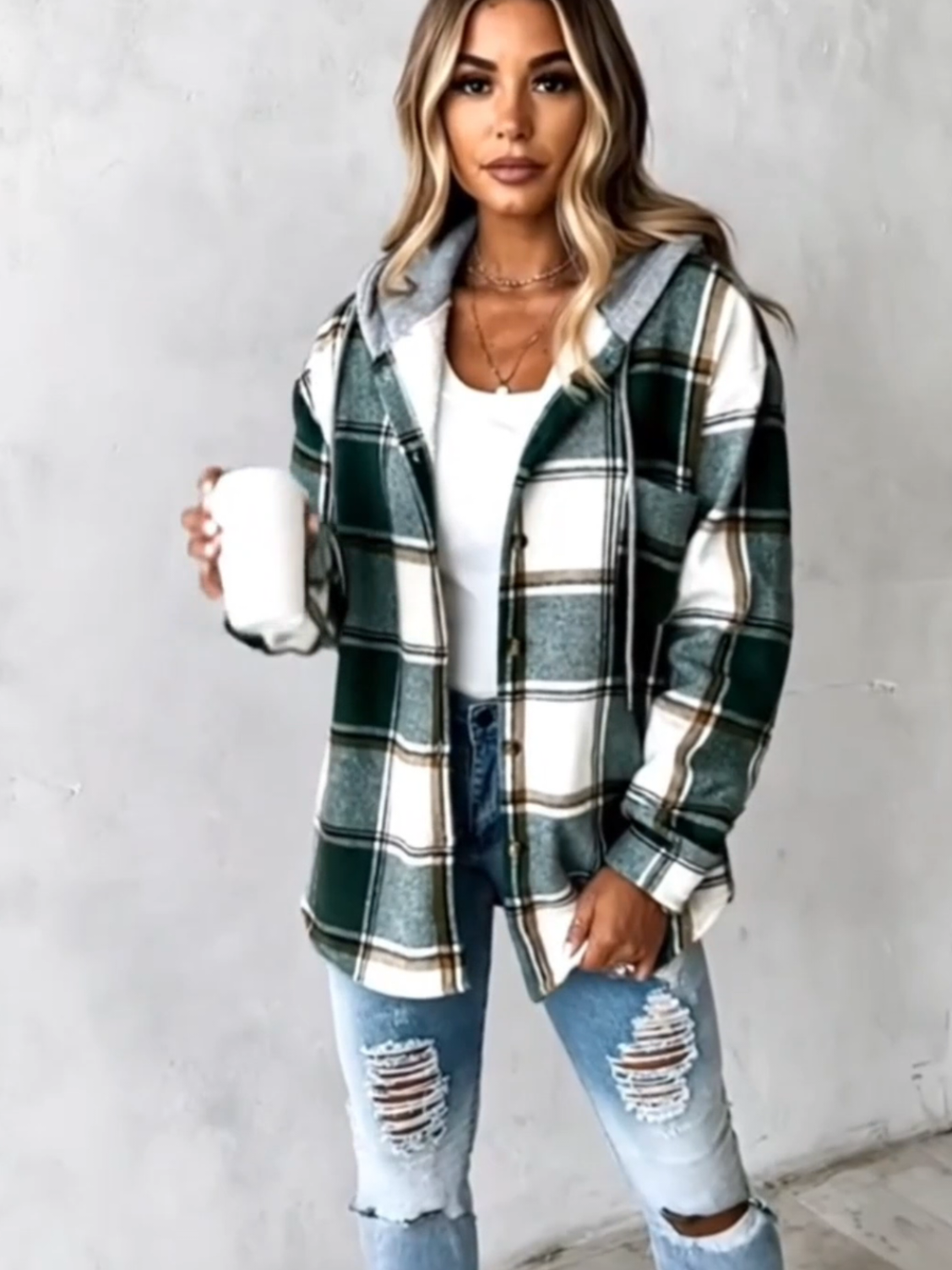 ChicMe Women's Plaid Pattern Long Sleeve Shacket 🍁 #tiktokshopfinds #fyp #ootdinspo #fallstyle #shacket 