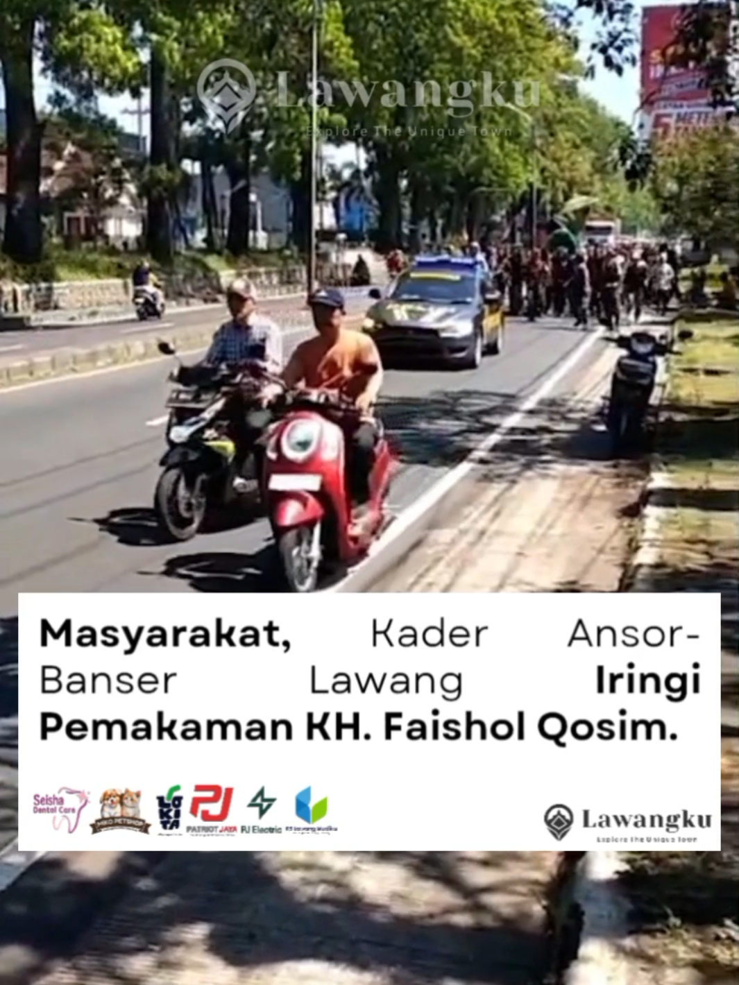 Innalillahi wa inna ilaihi raji’un. Kabar duka menyelimuti Kecamatan Lawang. Telah berpulang ke rahmatullah KH. M. Faishol Qosim, Dewan Penasehat PAC GP Ansor Kec. Lawang, pada Ahad 21 September 2025. Sebagai bentuk penghormatan terakhir, masyarakat, tokoh agama, kader Ansor dan Banser turut mengiringi almarhum dari kediamannya menuju pemakaman umum di Sumber Waras. Jalan raya yang dilalui tampak dipenuhi oleh para pengiring jenazah yang dengan khidmat memberikan doa dan penghormatan terakhir. Kepergian beliau meninggalkan duka mendalam, khususnya bagi keluarga besar GP Ansor dan Banser, serta masyarakat Lawang. Semoga amal ibadah almarhum diterima di sisi Allah SWT dan keluarga yang ditinggalkan diberikan ketabahan. 🤲 #lawangku #infolawang #gpansor 