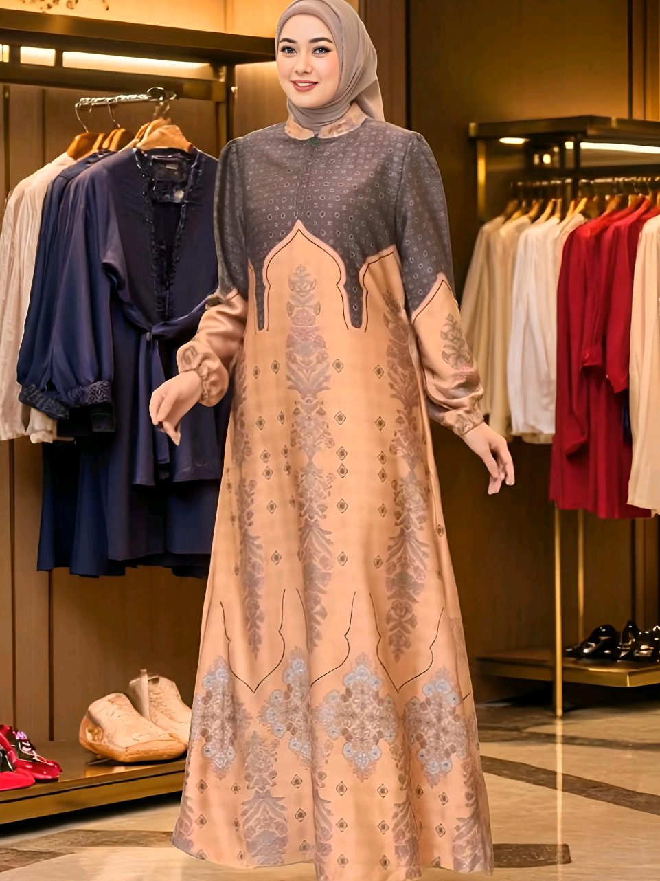 Dress elegan berbahan silk premium tebal – halus, adem, flowy & tidak mudah kusut. Busui friendly dengan resleting depan, wudhu friendly lengan elastis, serta rok elastis nyaman dipakai. Cocok untuk pesta & acara spesial 🌸 #dress #dressmurah #gamis #gamiskekinian #ootdfashion 