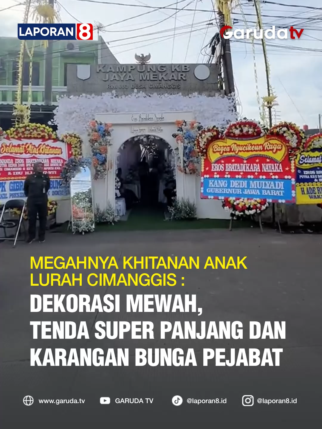 𝐌𝐞𝐠𝐚𝐡𝐧𝐲𝐚 𝐊𝐡𝐢𝐭𝐚𝐧𝐚𝐧 𝐀𝐧𝐚𝐤 𝐋𝐮𝐫𝐚𝐡 𝐂𝐢𝐦𝐚𝐧𝐠𝐠𝐢𝐬: 𝐃𝐞𝐤𝐨𝐫𝐚𝐬𝐢 𝐌𝐞𝐰𝐚𝐡, 𝐓𝐞𝐧𝐝𝐚 𝐒𝐮𝐩𝐞𝐫 𝐏𝐚𝐧𝐣𝐚𝐧𝐠, 𝐝𝐚𝐧 𝐊𝐚𝐫𝐚𝐧𝐠𝐚𝐧 𝐁𝐮𝐧𝐠𝐚 𝐏𝐞𝐣𝐚𝐛𝐚𝐭 Sebuah pesta khitanan di Cimanggis, Kabupaten Bogor menjadi viral karena digelar mewah bak resepsi artis. Bukan milik selebritas, acara tersebut ternyata milik keluarga Abdul Azis Anwar, Kepala Desa Cimanggis sekaligus Ketua APDESI Kabupaten Bogor. Acara megah itu dihiasi karangan bunga dari berbagai pejabat, termasuk ucapan dari Gubernur Jawa Barat, Kang Dedi Mulyadi. Netizen ramai menyoroti kemewahan pesta yang dinilai berlebihan, terutama mengingat banyak desa di wilayah tersebut masih menghadapi masalah kesejahteraan dan infrastruktur. Menanggapi kritik, Abdul Azis menegaskan bahwa sumber dananya berasal dari bisnis Event Organizer (EO) miliknya yang telah dijalankan selama lebih dari 20 tahun, bukan dari jabatannya sebagai kepala desa. Meski begitu, sorotan publik tetap mengarah pada kontras antara pesta mewah dan kondisi sosial warga sekitar. Video | Naskah: yanileksono (Tiktok) | Yayat Editor | Admin: Asas | Raihana Saksikan Garuda TV di Free to Air atau Streaming melalui: www.garuda.tv | YouTube Garuda TV | Aplikasi Vidio | WeTV (Wewatch) | IndiHome CH111 | Transvision CH824 | FirstMedia CH45 #garudatv #laporan8 #PestaKhitanViral #KepalaDesaCimanggis #APDESIBogor #PolemikDesa #EventOrganizer #ViralBogor