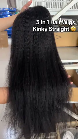 3 In 1 Half Wig Kinky Straight 🤩🤩#humanhair #tiktokshoprestock #fallfreshness #gluelesswig #hotsale 