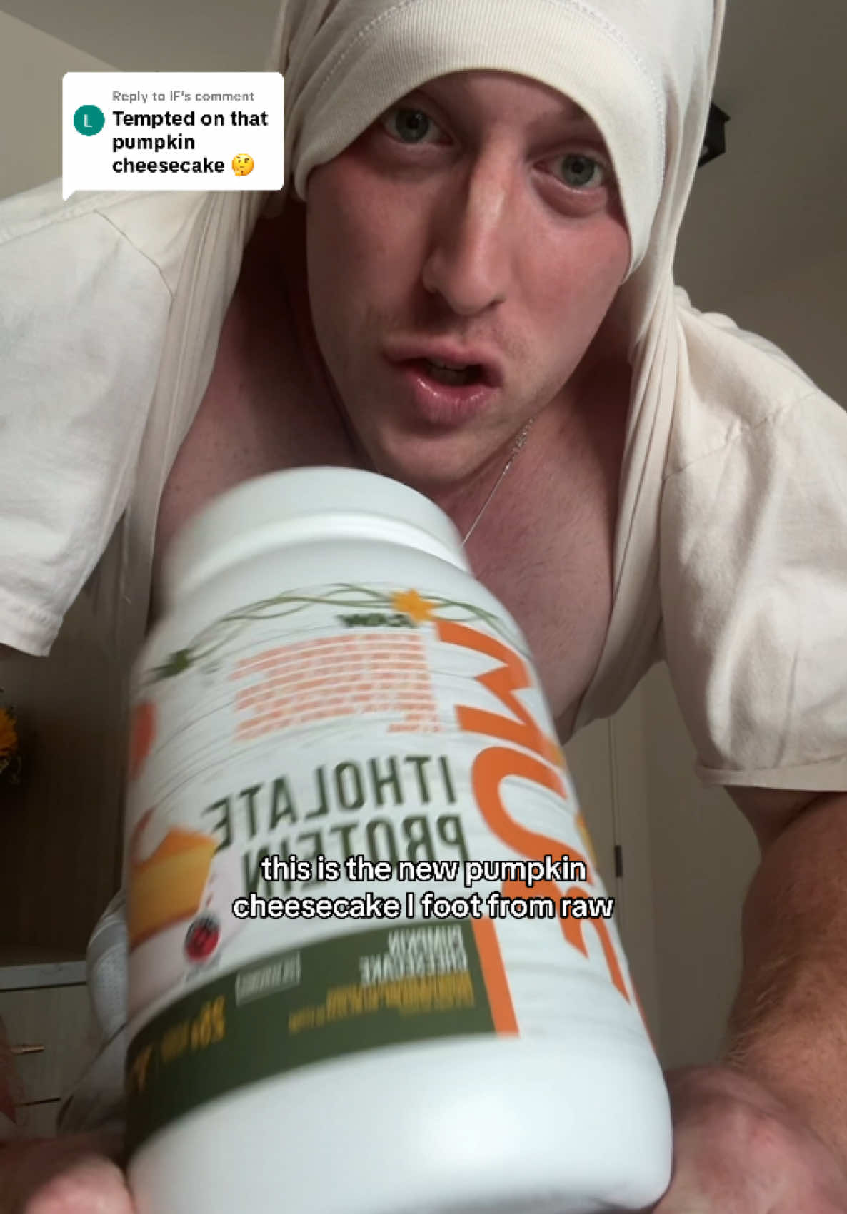 Replying to @lF if you’re a pumpkin lover… GET THIS ASAP #itholateprotein #proteinpowder #rawnutrition #proteinshake #cbum 