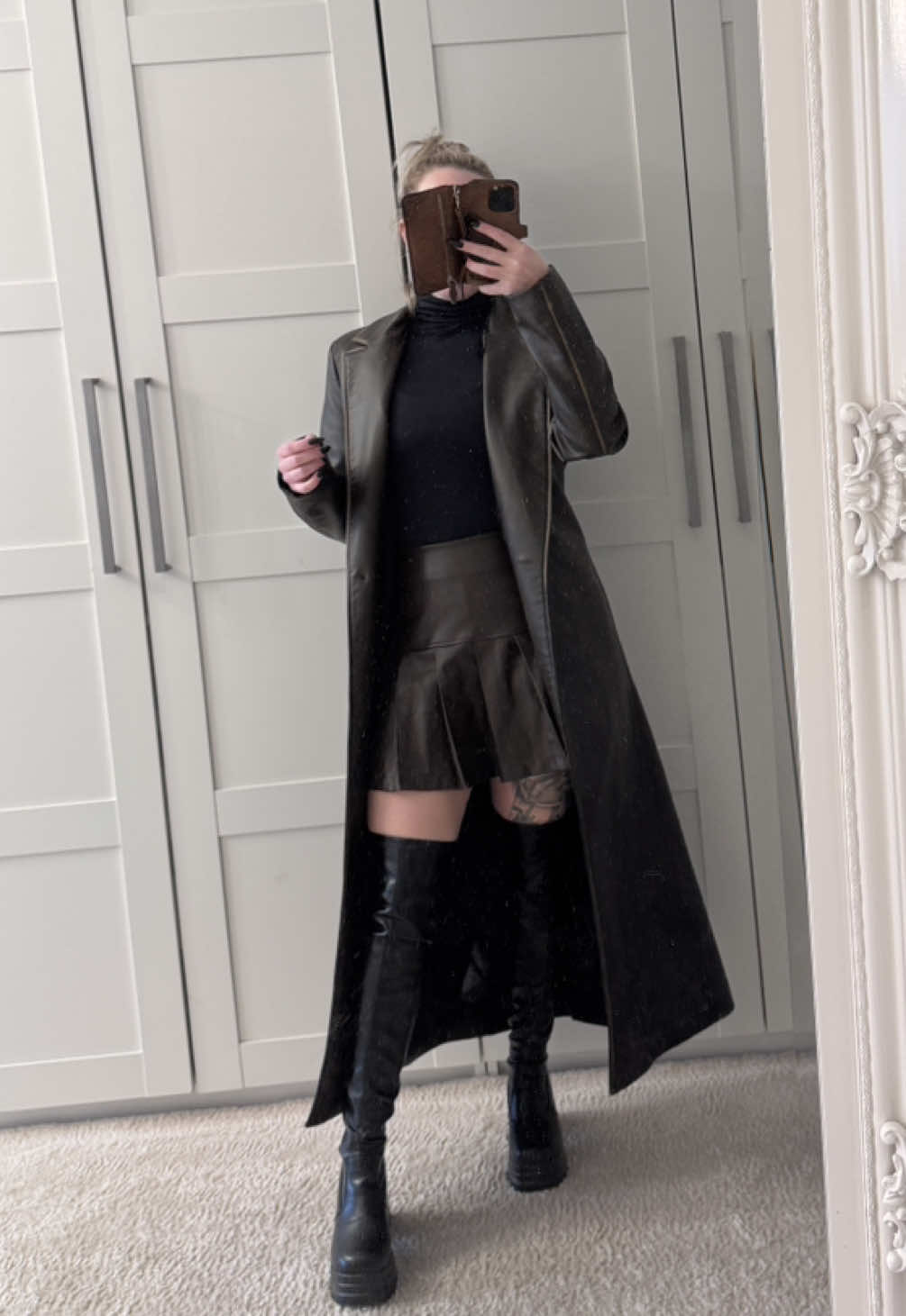 Seriously. I always wear clothing more comfortable and jeans, shirt and sneakers are my forever go to but I always admire those fashion girls. So I try to challenge myself. 🫡 Or maybe it’s because I usually wear less clothing 🤡 #grwm #OOTD #leatherfashion #falloutfits 
