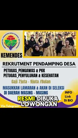 Resmi Dibuka Lowongan kerja pendamping lokal desa tahun 2025 =Penempatan Di daerah masing masing =Besedia bekerja penuh mental =Minimal lulus SMA/SMK =usia 23-45 tahun Pendaftaran gratis tanpa di pungut biaya (LANGSUNG TEKAN LINK DI BIO) #pendampingdesa  #lowongankerja  #lowongankerja2025  #pendampinglokaldesa  #fyp 