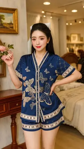 Bộ pijama lụa latin cổ V mềm mịn mát thiết kế trẻ trung sang trọng mặc nhà thoải mái #pijama #pijamalua #doimatnha #thoitrangnu #aomoinhat