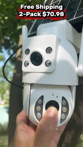 Wireless Solar WiFi Security Surveillance Camera with IP66 Waterproof, Dual Lens and Color Night Vision, 360° Panoramic PTZ and Two-Way Audio#securitycamera #jooancamera #homecamera #solarpower 
