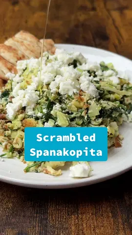 Spanakopita… but make it SCRAMBLED ✨ the perfect high-protein breakfast fix 💅🏻 follow @chefmarinie for more!  I don’t think I can ever go back to ordinary eggs after this one. We’re talking 34g protein per serving💪🏼 As with any proper spanakopita, we start by wilting the spinach (draw out that pesky moisture), then fry off finely sliced leeks for that subtle sweetness 🫶🏻 Mix it all together with your spanakopita essentials, pour in your eggs, and finish with a drizzle of liquid Greek gold (aka olive oil) for that glorious golden scramble 😮‍💨 #eggs #highprotein #breakfast #greekfood