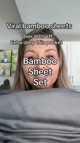 The viral bamboo sheets are on sale today. Over 40% off with extra deep pockets, cooler than cotton, softer than silk and wrinkle resistant #bestbamboosheets #viralbamboo #coolingsheets #bamboosheets #bedding 