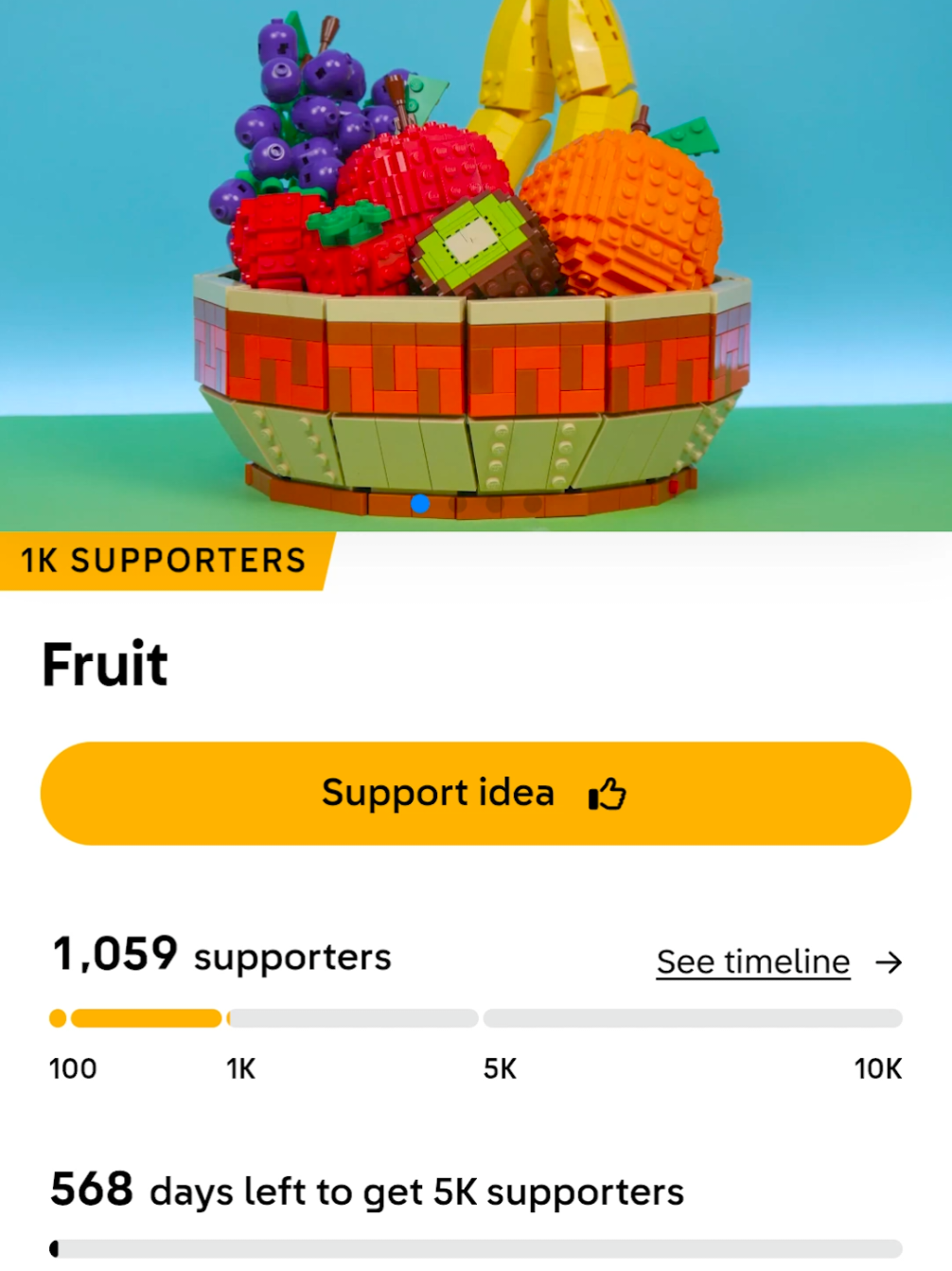 I think this would fit LEGO’s criteria perfectly, and it’s something completely new. #legoideas #legoset #lego #legomoc #fruit 