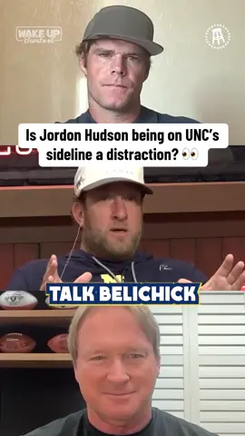 Is Jordon Hudson being on UNC’s sideline a distraction? @Barstool Gruden @Dave Portnoy and Greg Olsen weigh in on @Wake Up Barstool 🤔