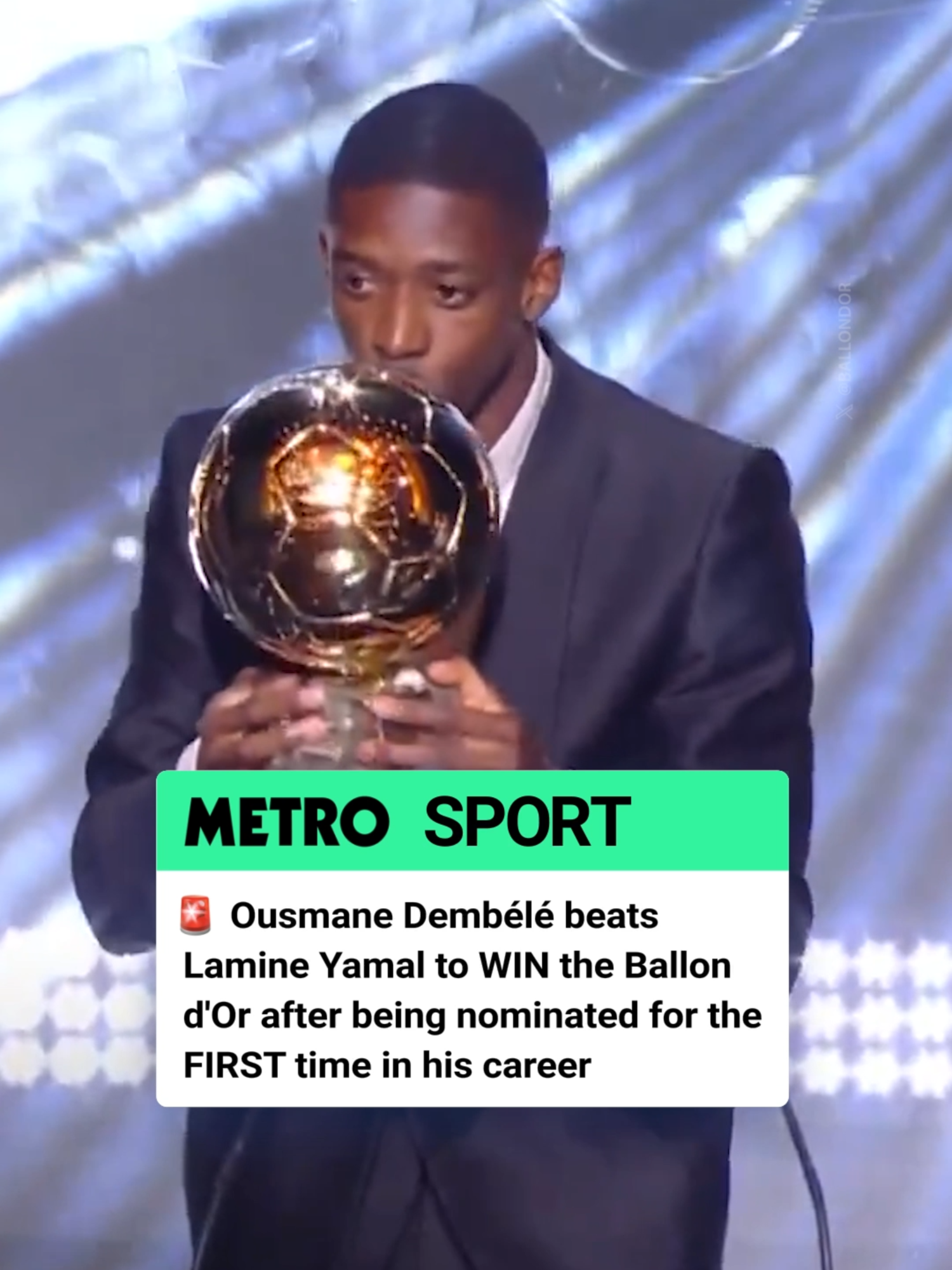It was never in doubt 😮‍💨 PSG's Ousmane Dembélé beats Barcelona's Lamine Yamal to WIN the 2025 Ballon d'Or, all whilst being nominated for the FIRST time in his career! #ballondor #dembele #psg #yamal #ousmanedembele