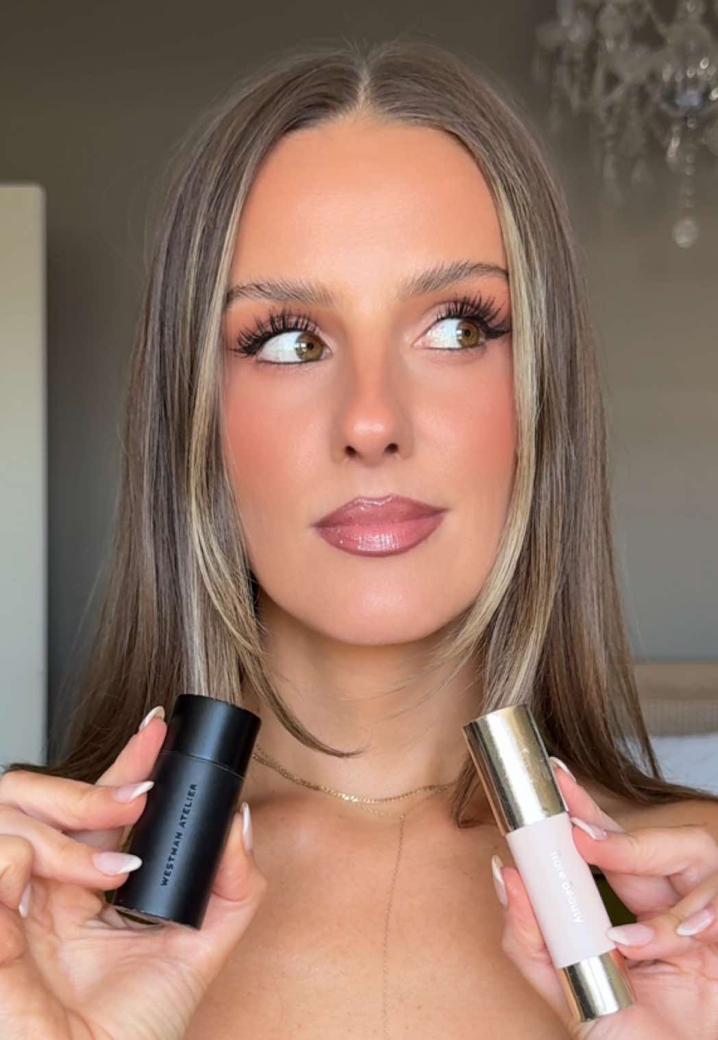 Bronzer vs contour. Hope this helps someone!! Products: @Westman-Atelier contour stick in shade biscuit @Rare Beauty bronzer stick in shade happy sol #bronzer #contour 