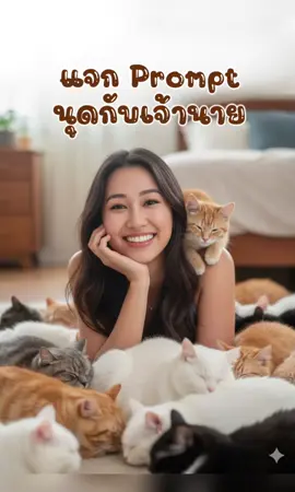 นุดคนไหนอยากมีภาพถ่ายหมู่กับเหล่าเจ้านาย  มาก้อปปี้พร้อมท์นี้ไม่ใช้ได้เลยค่ะ เปลี่ยนจากทาสน้องเมี๊ยว เป็นน้อนหมา หรือเจ้านายตัวอื่นๆด้เลยจ้า Prompt (copy ได้ในคอมเม้น) ภาพสมจริงแสงสว่างสดใส อ้างอิงใบหน้าจากภาพบุคคลต้นฉบับ โครงหน้า คิ้ว ตา ปาก จมูก ตามภาพที่อ้างอิง 100%  ผู้หญิงนอนเท้าคางยิ้มอย่างมีความสุข พื้นเต็มไปด้วยแมวอ้วนหลายสีหลายสายพันธุ์นอนเบียดกันแน่น มีแมวเกาะที่บ่า  บรรยากาศอบอุ่น สดใส มีความสุข #ทาสแมว #ทาสหมา #ทาสหมาทาสแมว  #แจกprompt #gemini 