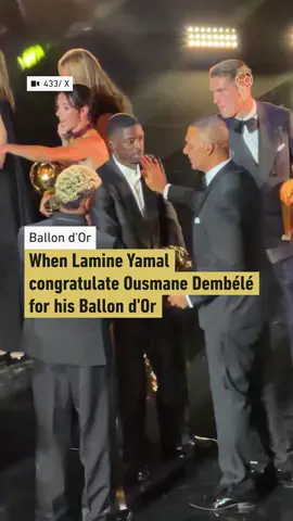 When Lamine Yamal congratulate Ousmane Dembele after his victory at the 2025 #ballondor 