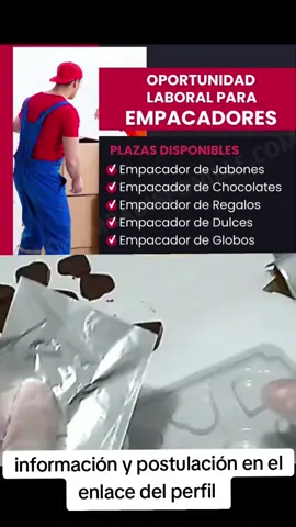 🏠📦 ¡TRABAJA DESDE CASA EMPACANDO PRODUCTOS! 🚀 ¿Buscas un empleo cómodo y flexible desde tu hogar? Empresa dedicada al empacado de productos variados busca personal responsable para trabajo remoto. 👩‍🏭 Puestos disponibles: ✔️ Empacado de accesorios y aretes 💍 ✔️ Armado y etiquetado de jabones y productos de belleza 🧼💄 ✔️ Empaque de dulces y snacks 🍬🍫 ✔️ Armado de cajas y bolsas de cartón 📦 📌 Requisitos: 🔹 Mayores de 18 años  🔹 Con o sin experiencia (capacitación incluida) 🔹 Buena coordinación manual y orden 🔹 Espacio en casa para organizar el trabajo 🎯 Beneficios: 💰 Pago semanal o quincenal según producción 📄 Contrato simple y seguro 🏠 Trabajo 100% desde casa 🧰 Materiales proporcionados por la empresa 📈 Posibilidad de trabajo constante y crecimiento 🚀 ¡Convierte tu hogar en tu lugar de trabajo y gana dinero empacando productos! #TrabajoDesdeCasa #EmpacadoDeProductos #EmpleoRemoto #OportunidadLaboral #IngresoExtra
