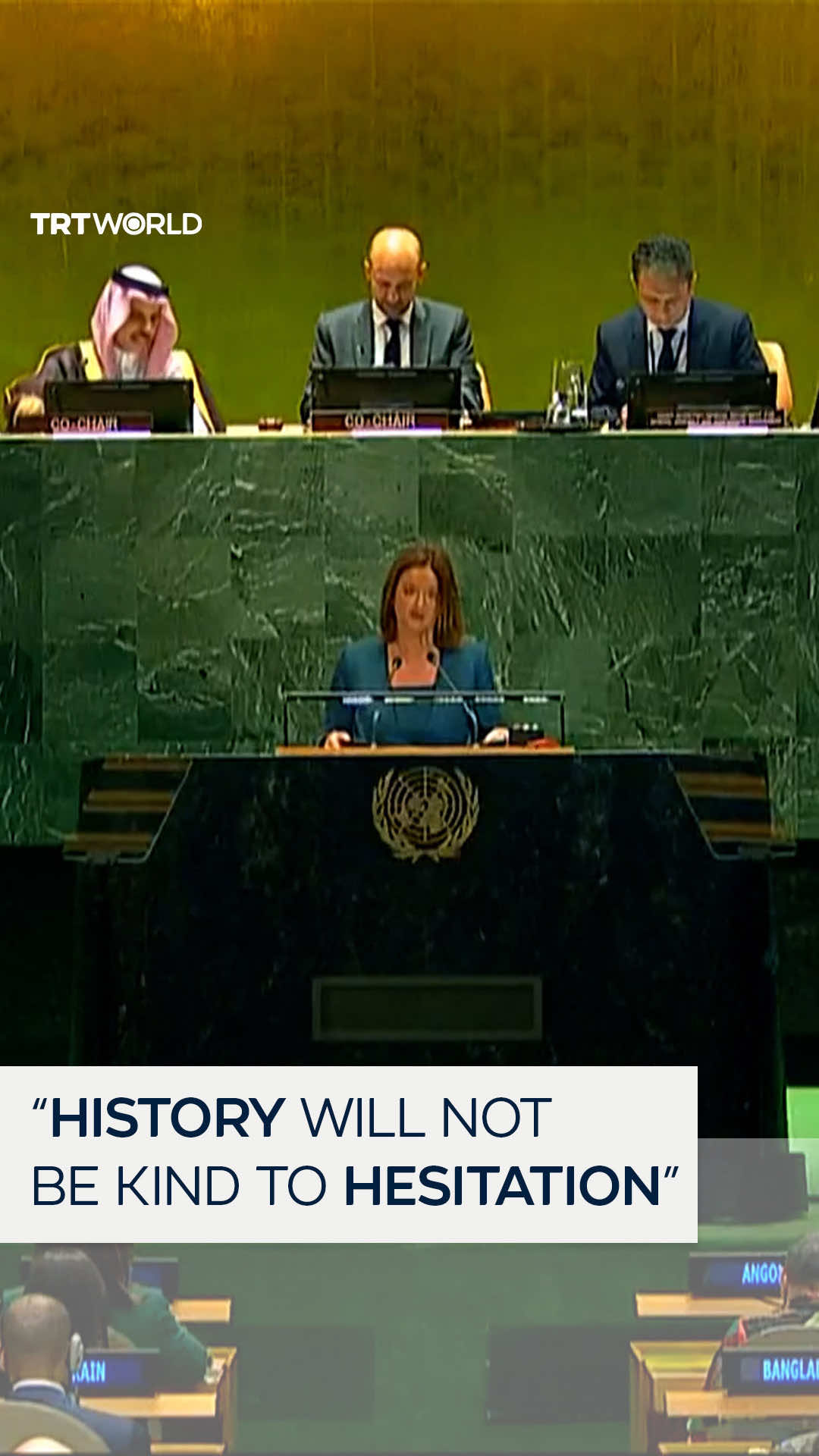 In May 2024, Slovenia formally recognised the State of Palestine. Speaking at the 80th UN General Assembly in New York, Slovenian Foreign Minister Tanja Fajon reaffirmed the importance of recognition, commended the countries that had already taken that step, and called on others to follow suit.