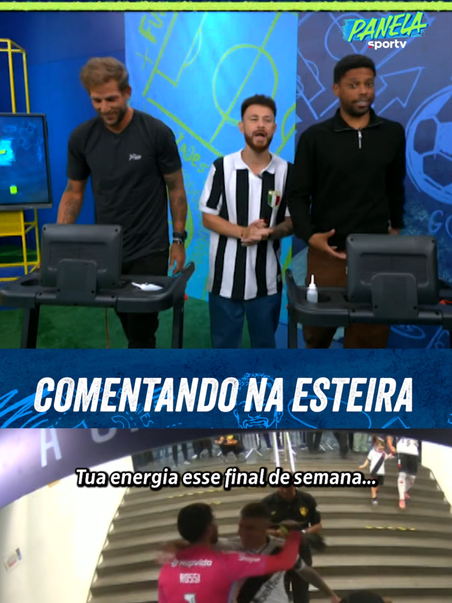 Será que @rafamoura09 e @andreefelipe9 conseguem comentar os lances da rodada enquanto encaram a esteira? #PanelaSportv #getv #futebol