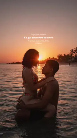 #gemini #IA #praia texto para copiar: Crie uma foto com eu e ele se olhando um pro outro ele está dentro da Água sentado e me segurando pela cintura e eu estou acima dele e minhas mãos estão nos ombros dele numa praia deserta com os alunos só no meio da luz do sol está entre nosso rosto sem mudar o meu rosto e o dele eu estou de biquíni a foto foi tirada um pouco de longe e estamos de frente à praia se olhando sem sorrir a iluminação um pouco escuro, eu estou sentada em cima dele