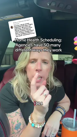 Replying to @Melinda Eskridge there are a different ways that agencies schedule their clinicians. At this time, our registered nurses open and follow their cases until the end. The registered nurses that work in an area together assist each other if necessary. #homehealth #homehealthnurse 