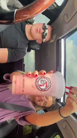 Horizontal 7 brew review Monday 🥳😅🤍 My order: Pink mermaid energy with cream. Brock’s order: blue raspberry 7 energy #7brew #7brewenergy #drinkreview #energydrink #7breworder  @7brewcoffee @@BrockSteiner