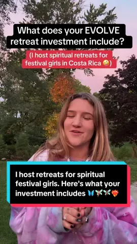 EVOLVE is my spiritual retreat made for festival girls. Here's what your investment includes (and plot twist: your investment goes towards sooo much more than the 9 days together in person). During the retreat your investment covers: accommodation, food,  ceremonies with Indigenous healers, plant medicine experiences, somatic healing practices, workshops... AND things like DJ lessons, jungle parties, ecstatic dance, surfing, and laughing & playing in the jungle with a bunch of women on the same wavelength.  Again, my retreats are for festival & rave girlies who've experienced the life-changing magic of music festivals, and are now ready to take their healing and transformation to the next level.  You get to heal & transform for 9 days at our retreat in the jungle... and then you have the most incredible group of soul sisters on the same wave length as you to travel with, go to music festivals with, and just have as your friends for life.  My cohost Madi and I have hosted over 30 retreats collectively & we have the best alumni everrrrr. We're literally hosting a reunion rave weekend in a couple weeks! 3 spots left to join us at our retreat in December! You can apply through the form on my page.  IG: retreatswithmadiandbianca  #spiritualretreat #womensretreat #wellnessretreat #festivalgirls 