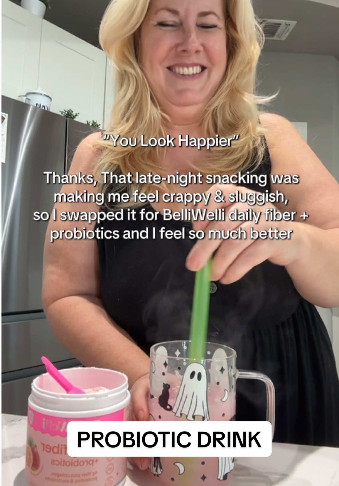 This tropical fiber drink gives “gut check” a whole new meaning—collagen, probiotics, and electrolytes in one ✨ #guthealth #fiberandprobiotics #belliwelli #tiktokshopblackfriday #womenover40 