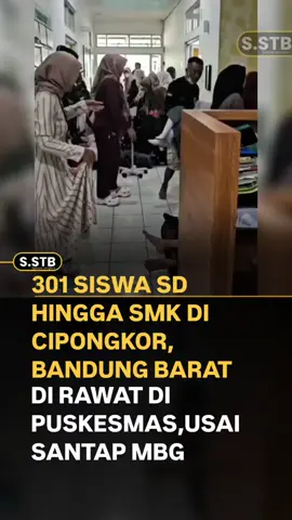 Jumlah siswa keracvnan massal setelah menyantap makanan bergizi gratis (MBG) di Kecamatan Cipongkor, Kabupaten Bandung Barat (KBB), Jawa Barat, bertambah menjadi 301 siswa, Senin (22/9/2025) WIB.  Ratusan korban dirawat di sejumlah fasilitas kesehatan, yakni 116 siswa dirawat di Puskesmas Cipongkor, 13 orang di Bidan Desa Sirnagalih, 27 orang di RSUD Cililin, 127 orang di Posko Kecamatan Cipongkor, dan 18 orang lainnya di RSIA Anugrah. Perkembangan sementara jumlah korban keracunan sampai dengan pukul 23.56 WIB sebanyak 301 orang yang terdiri dari berbagai siswa sekolah mulai tingkat SD, MTs, SMP, dan SMK,” ungkap Kapolsek Sindangkerta Iptu Sholehuddin saat dihubungi, Senin malam. 📝 : kompas #f 
