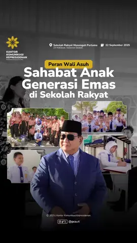 Sekolah Rakyat merupakan gagasan besar Presiden Prabowo Subianto untuk memutus rantai kemiskinan melalui pendidikan. Bukan hanya menjadi jalan bagi anak-anak dari keluarga kurang mampu untuk meraih mimpi, Sekolah Rakyat juga membuka lapangan kerja melalui peran Wali Asuh. Lebih dari sekadar pendamping, Wali Asuh hadir sebagai sosok yang menjaga, membimbing, sekaligus memberikan kasih sayang. Mereka memastikan setiap anak di asrama tumbuh dengan karakter yang kuat, percaya diri, serta terlindungi dari perundungan, kekerasan, dan intoleransi. Sekolah Rakyat membuktikan bahwa pendidikan bukan hanya tentang ruang belajar, melainkan tentang menghadirkan ekosistem yang utuh tempat anak-anak mendapatkan ilmu, kasih sayang, serta lingkungan yang aman untuk mewujudkan cita-cita dan masa depan yang lebih baik. #SetahunBerdampak #BadanKomunikasiPemerintah