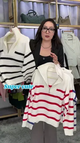 Super cute!🥹#zzh #sweater #stripe #winterfashion #tiktokshoprestock 