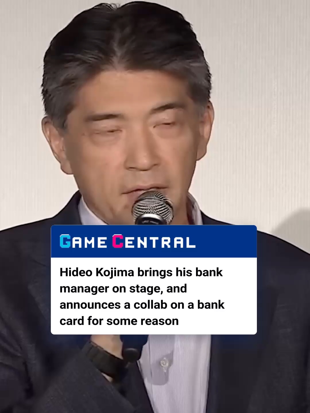 Kojima brought his bank manager on stage, the only one that would give him a loan to start Kojima Productions (as he was a fan), and they shared a surprising collaboration - a digital (?) bank card using character art from Kojima's games. #kojima #kojimaproductions #gamingnews #deathstranding #playstation #beyondthestrand #hideokojima