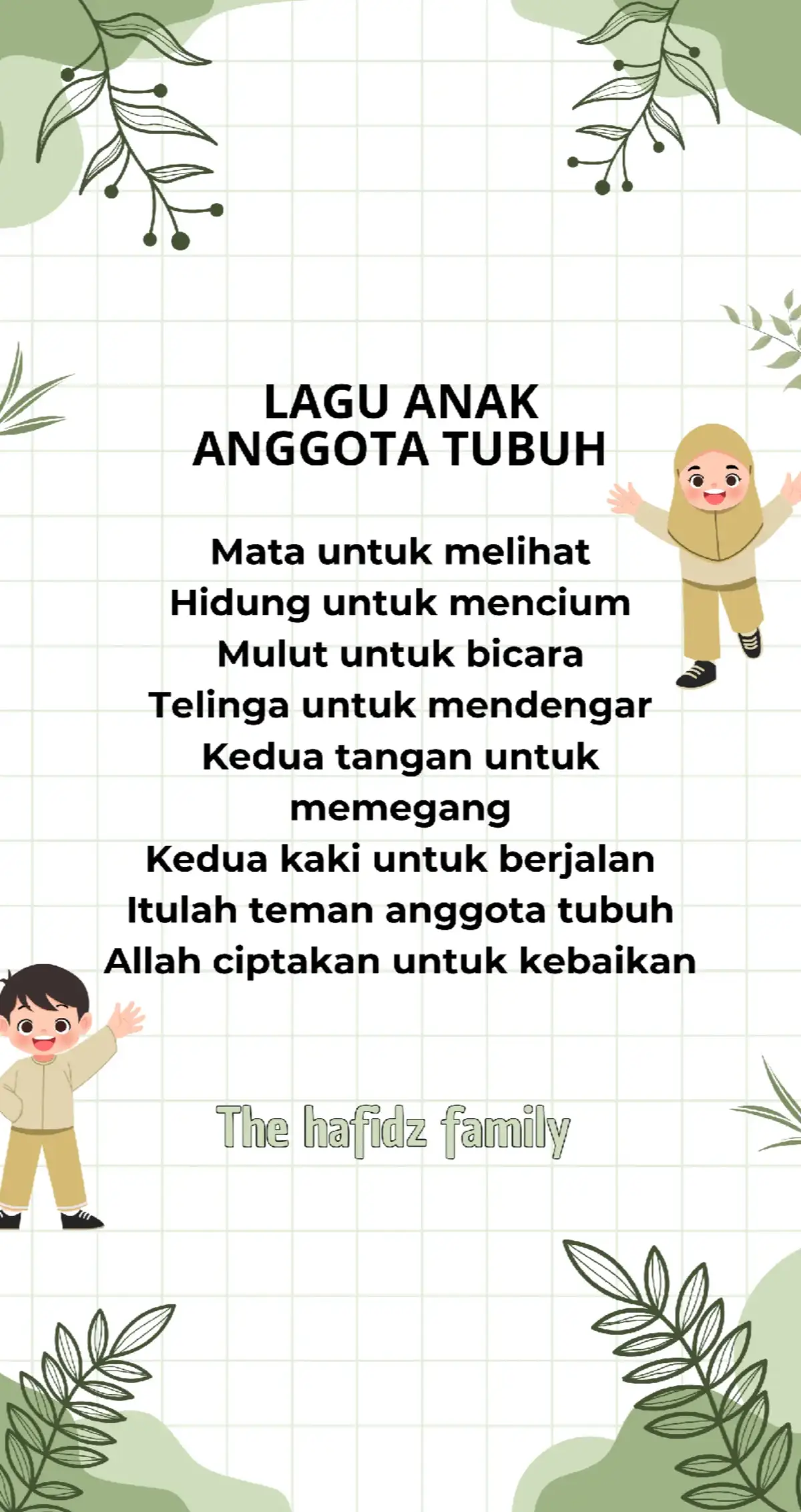 “Setiap anggota tubuh adalah nikmat Allah yang luar biasa 🤍 Ayo ajak anak belajar bersyukur sejak dini 🌸 #ibudananak  #laguanakislami  #momtok  #anggotatubuh #edukasianak 