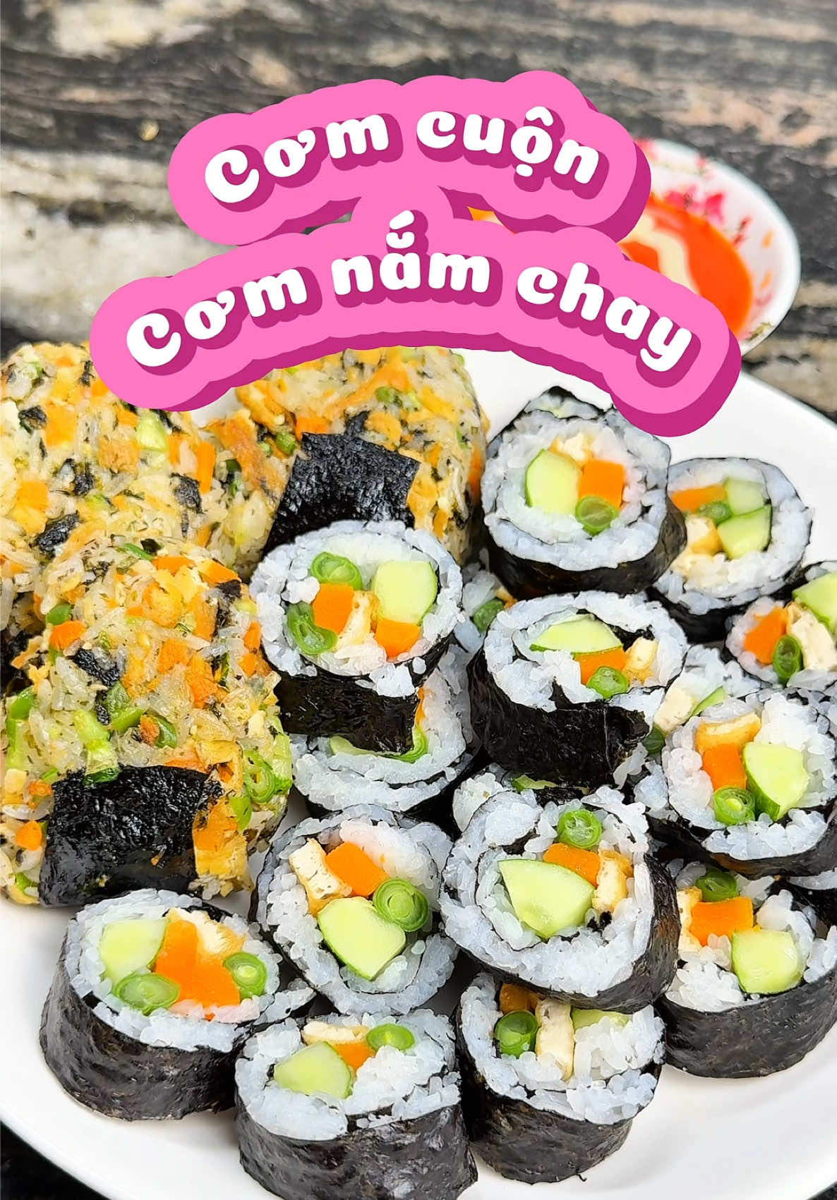 Cơm cuộn cơm nắm chay #ăncungtiktok #viraltiktok #learnontikok  #comcuon #comnam 